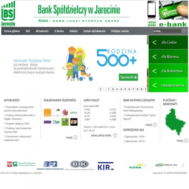 Strona internetowa dla Banku Spółdzielczego w Jarocinie