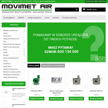 Sklep internetowy dla firmy MOVIMET AIR