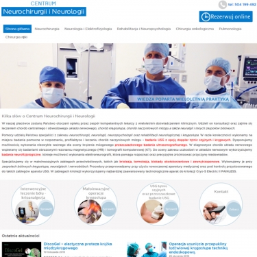 Strona internetowa dla Centrum Neurochirurgii i Neurologii